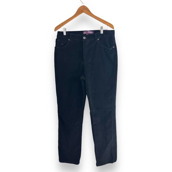 Y2K Gloria Vanderbilt Corduroy Pant Jeans Sz 14 Black Straight Leg High Rise - Picture 16 of 16